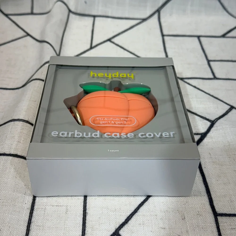 heyday Earbud Case Cover AirPods Pro Orange Peach Silicone with Carabiner